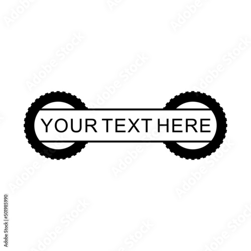 Car tyres and banner for text or inscription. Isolated vector illustration on white background. 