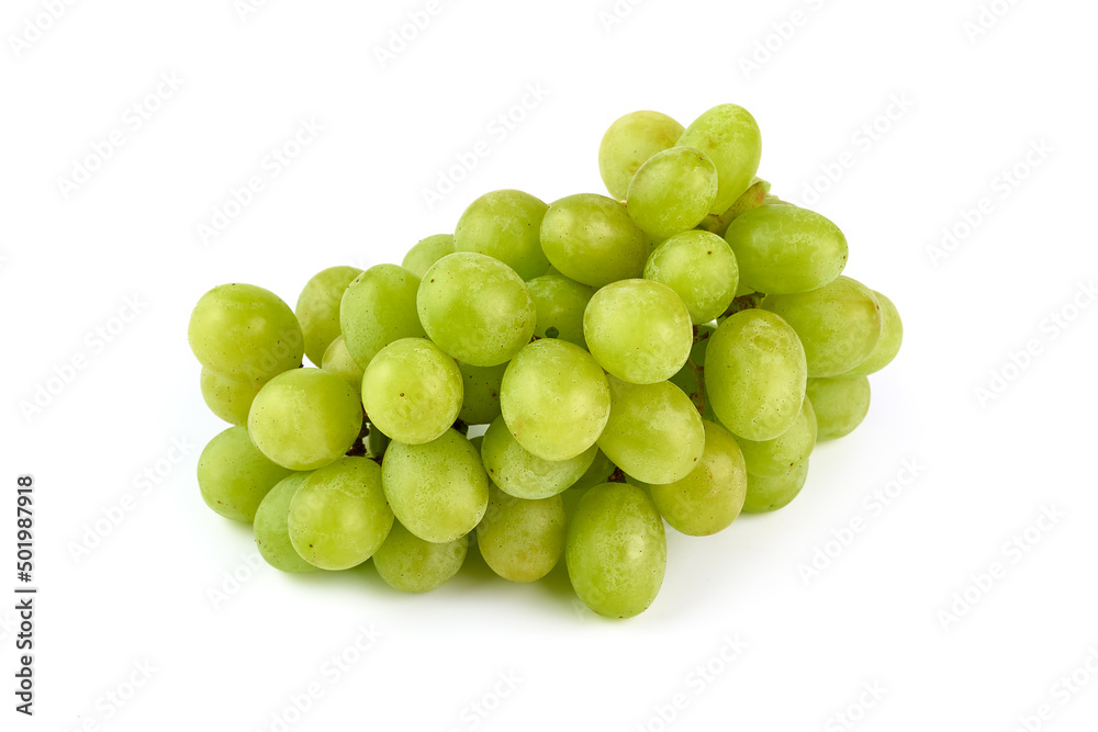 Fresh green grape, isolated on white background. High resolution image.