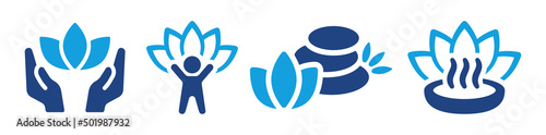Spa and wellness concept. Yoga symbol design vector Illustration. Well-being icon set.