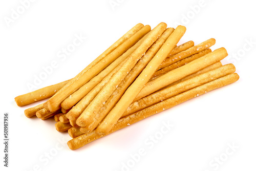 Cheese stick, Breadsticks with sesame, isolated on white background.