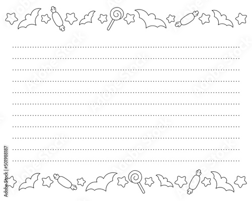 Lined sheet template. Handwriting paper. For diary, planner, checklist, wish list. Holiday letter. Vector illustration isolated on white background.