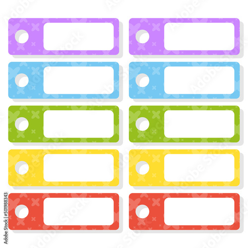 Gift tags. Bright stickers. Rectangular label. For holidays with space for your text. Color vector isolated illustration.