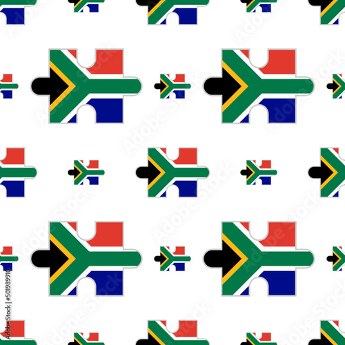 south africa flag puzzle pieces pattern on white background. vector illustration