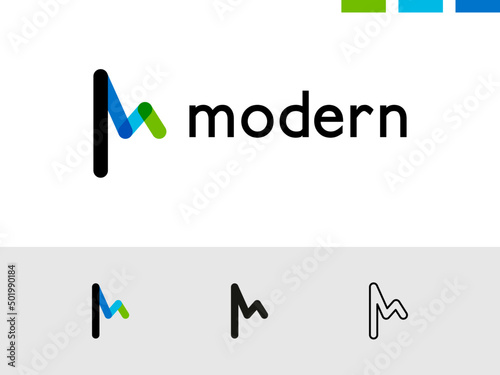 M letter logo, modern, music, beat and wave vector design template