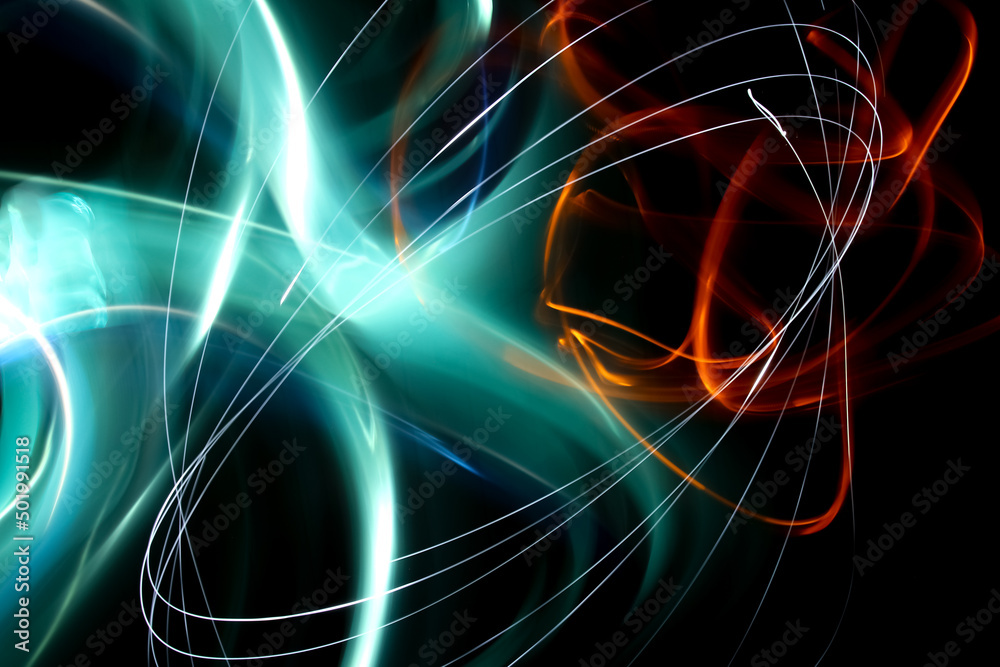 Obraz premium A physiogram, a light painting with geometric patterns, shapes and figures, abstract photo with moving lights
