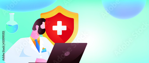 Medical health protection against epidemic flat vector concept illustration
