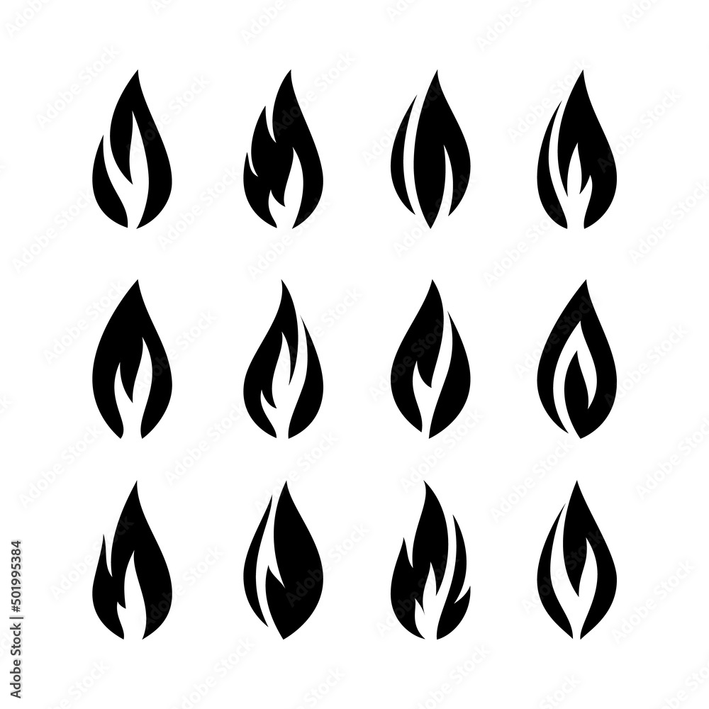 Fire flames, set icons Fire flames, set icons