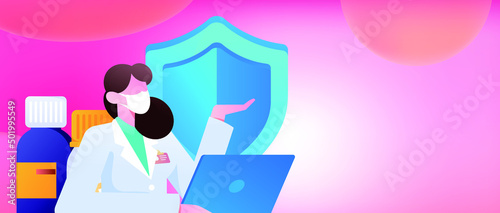 Medical health protection against epidemic flat vector concept illustration
