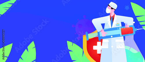 Medical health protection against epidemic flat vector concept illustration
