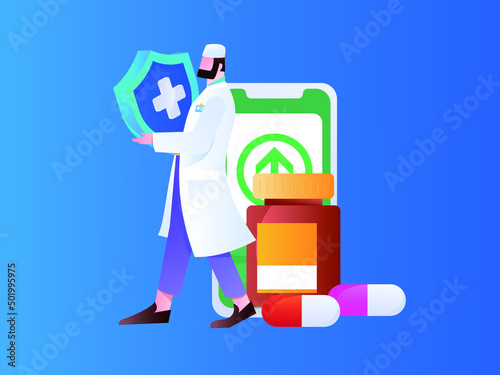 Medical health protection against epidemic flat vector concept illustration
