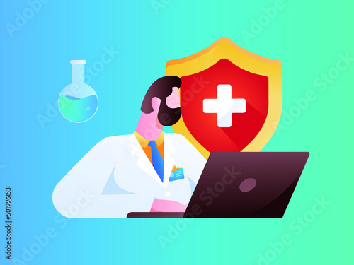 Medical health protection against epidemic flat vector concept illustration
