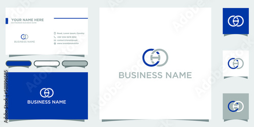 letter HO logo design vector with business card template 