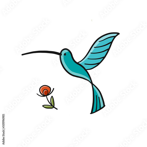 Colibri bird isolated on white. Sketch for your design