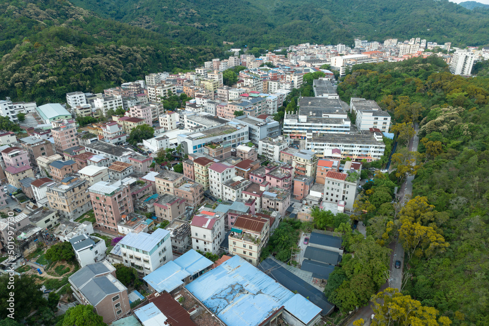Aerial view of urban village landscape  in Shenzhen city,China