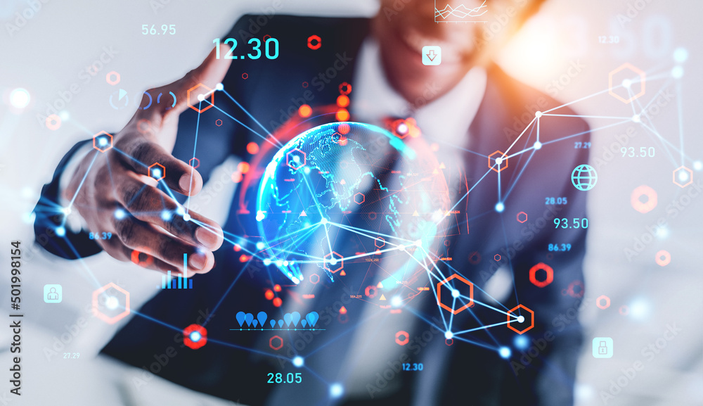 © ImageFlow - Businessman wearing formal suit is shaking hand. Digital interfa © ImageFlow - Businessman wearing formal suit is shaking hand. Digital interfa