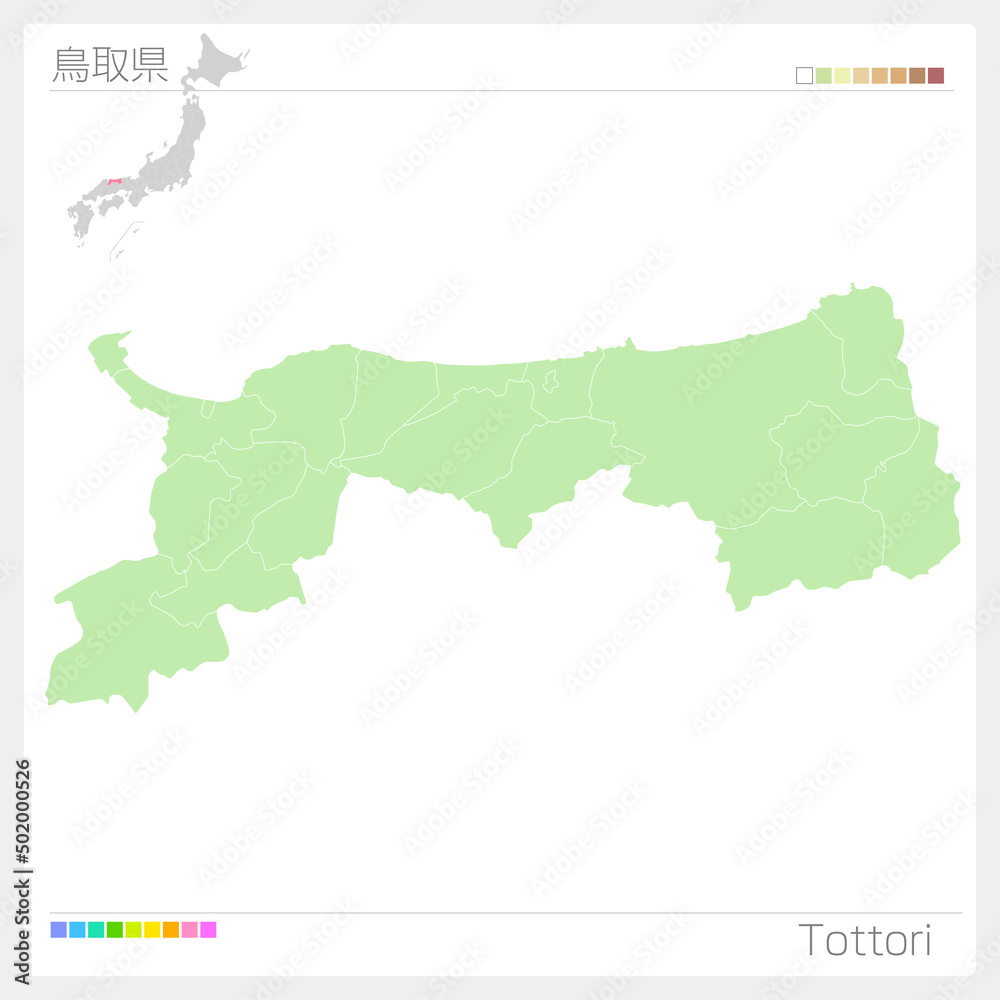 Fototapeta premium 鳥取県の地図・Tottori Map