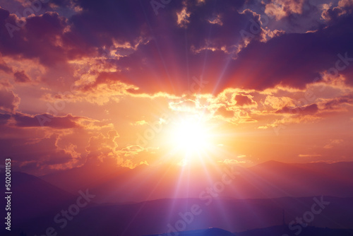 Fototapeta Naklejka Na Ścianę i Meble -  sunset sun ray light shine