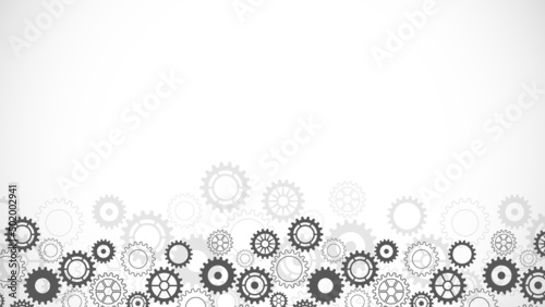 Cogs and gear wheel mechanisms. Concepts and ideas for hi-tech digital technology and engineering design. Abstract technical background of mechanical engineering