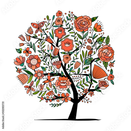 Floral tree concept for your design, business cards, banners, decor etc