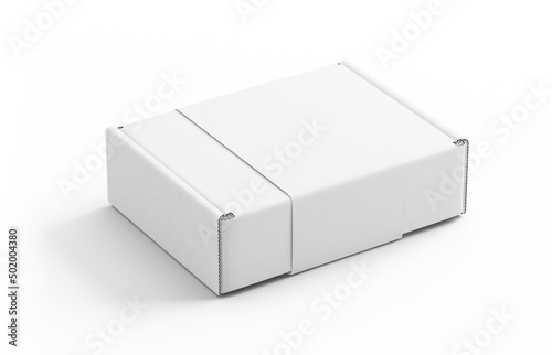 Fototapete White Paper Box For Branding With Blank Paper Label - 3d rendering Packaging Moc