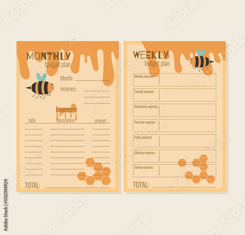 Monthly, weekly bee budget planer