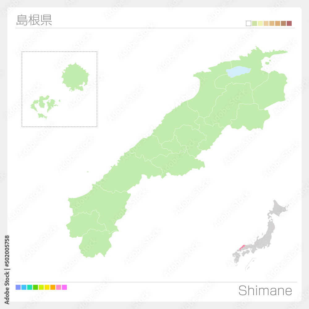 Obraz premium 島根県の地図・Shimane Map