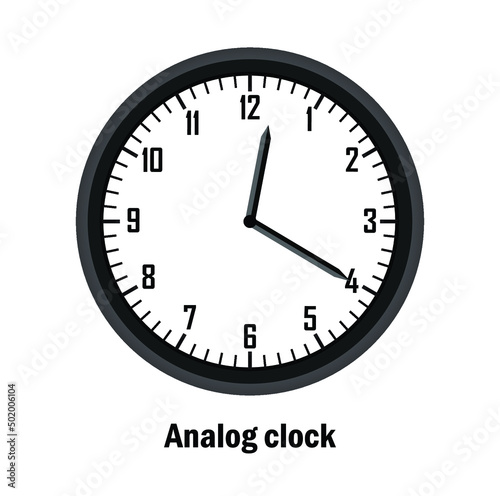 analog clock time 12:20, isolated on white background