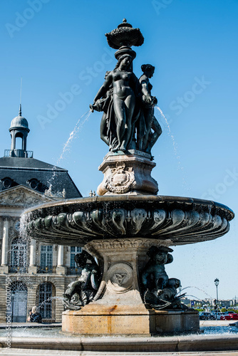 Fontaine des Trois Graces on Place de la Bourse in Bordeaux, France