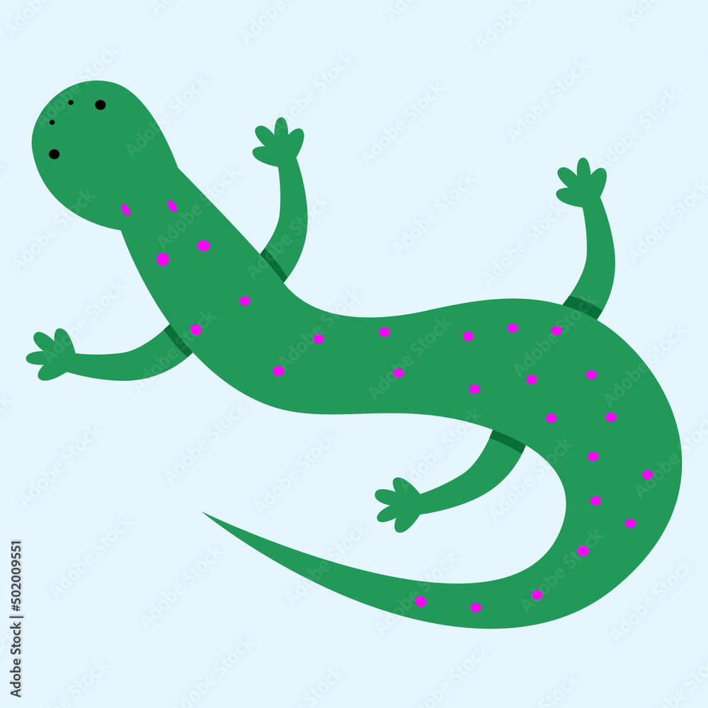 Fototapeta premium Vector illustration of a green lizard in a flat style isolated on a white background.