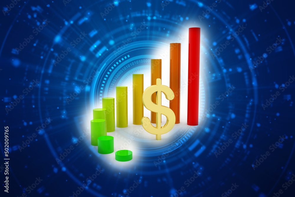 Dollar Financial Success Bar Chart Graph Growing Up 3d Render Illustration Dollar Financial Success Bar Chart Graph Growing Up 3d Render Illustration