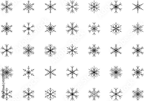 Snowflakes set. Winter flat vector decorations elements.