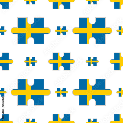 sweden flag puzzle pieces pattern on white background. vector illustration