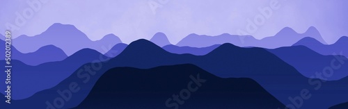 design flat of mountains peaks in the clouds digital art background or texture illustration