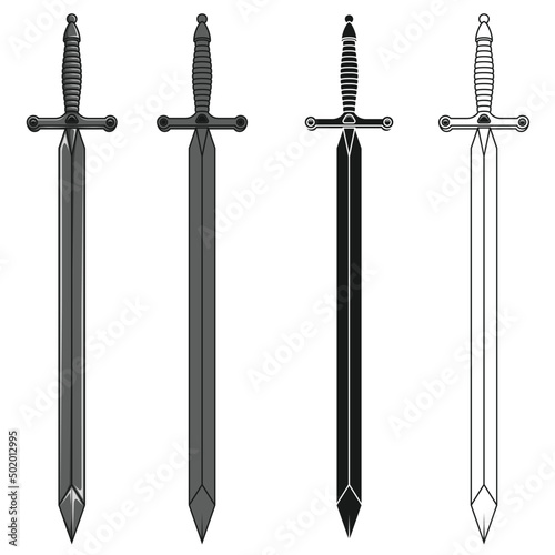 Canvastavla Medieval sword vector design, middle ages knight sword