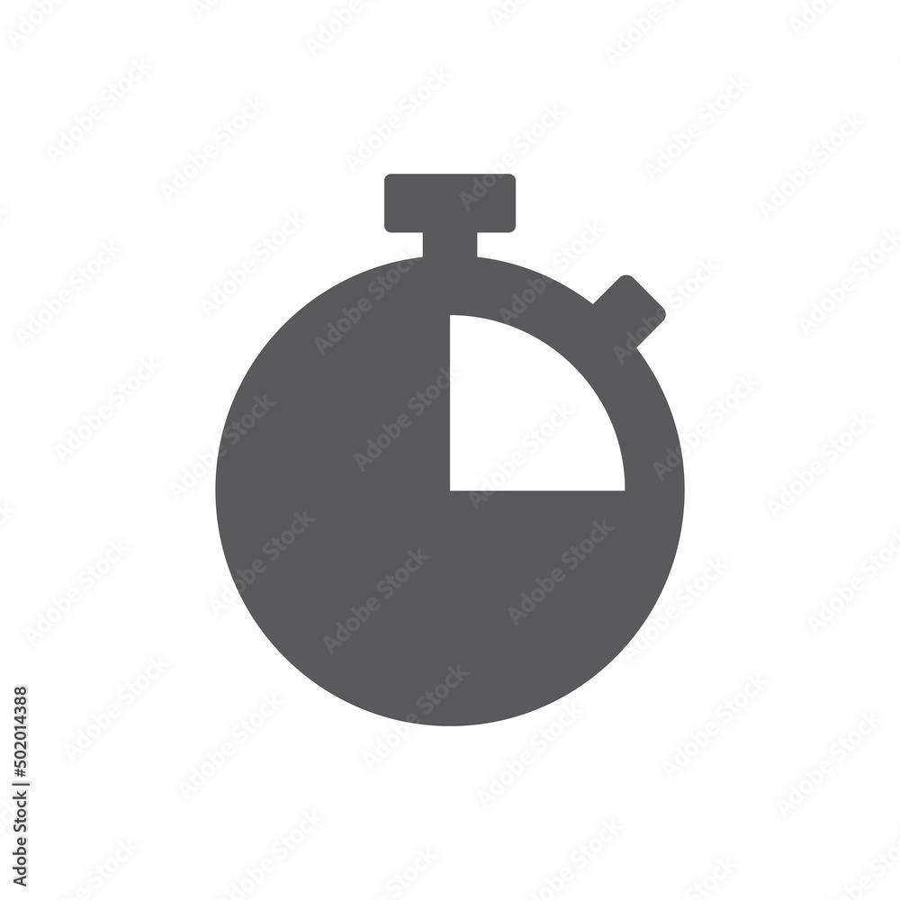 Stopwatch clock black vector icon. Timer and chronometer filled symbol. Stopwatch clock black vector icon. Timer and chronometer filled symbol.
