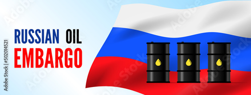 russian oil embargo sanctions ban oil products  petroleum crisis vector illustration