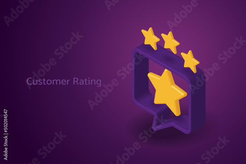 Speech bubble icon with one big star and three small stars