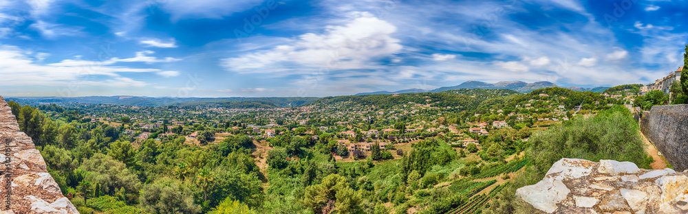 Panoramic view in the town of Saint-Paul-de-Vence, Cote d'Azur, France