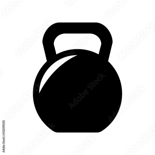 Kettlebell icon. Vector illustration of cast steel ball with handle. Logo isolated on white background. Sports equipment for weightlifting. Fitness concept. Flat design.