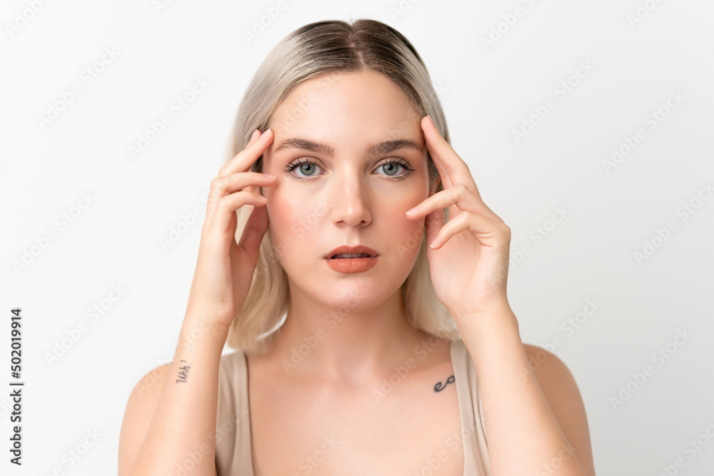 Pretty Blonde caucasian woman isolated on white background Pretty Blonde caucasian woman isolated on white background