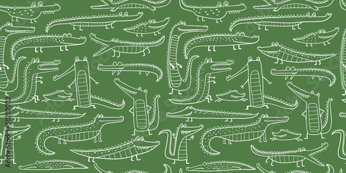 Crocodile Cute Characters. Childish Style. Seamless Pattern for your design