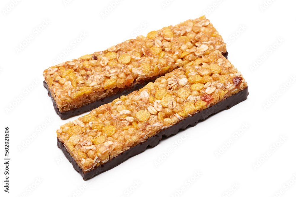 Tasty granola bars on white background. Cereal bar. Diet bars on a white background. Tasty granola bars on white background. Cereal bar. Diet bars on a white background.