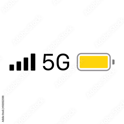 5G bar icon isolated on white background. Status bar symbol modern, simple, vector, icon for website design, mobile app, ui. Vector Illustration