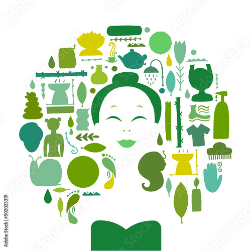 Abstract Asian Woman. Spa Salon and Relax Design Concept