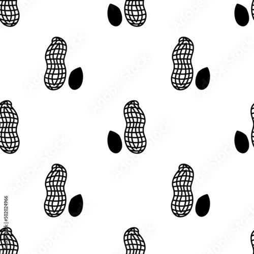 Peanut Icon Seamless Pattern, Groundnut Icon, Goober Icon, Monkey Nut Icon, Arachis Hypogaea