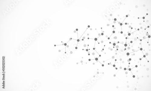 Molecular structure and genetic engineering, molecules DNA, neural network, scientific research. Abstract background for innovation technology, science, healthcare, and medicine