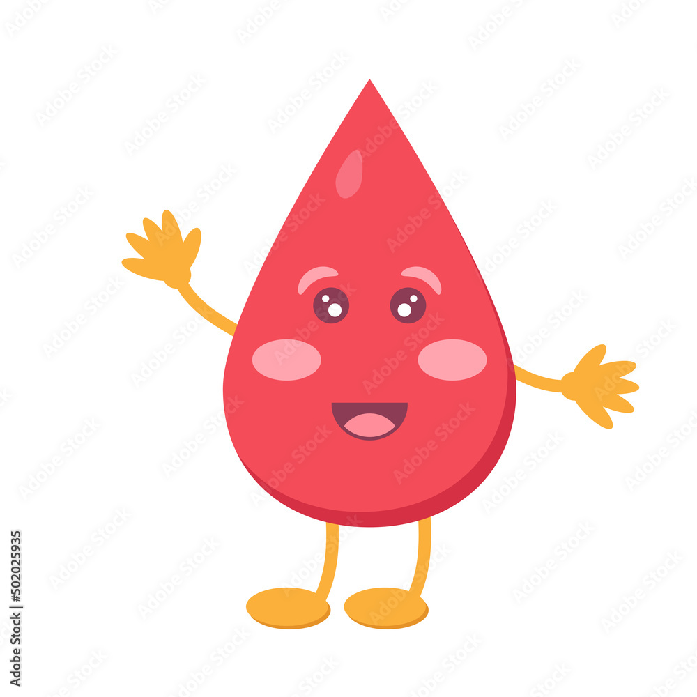 Cute cartoon smiling drops of blood. Vector flat illustration. Stock ...