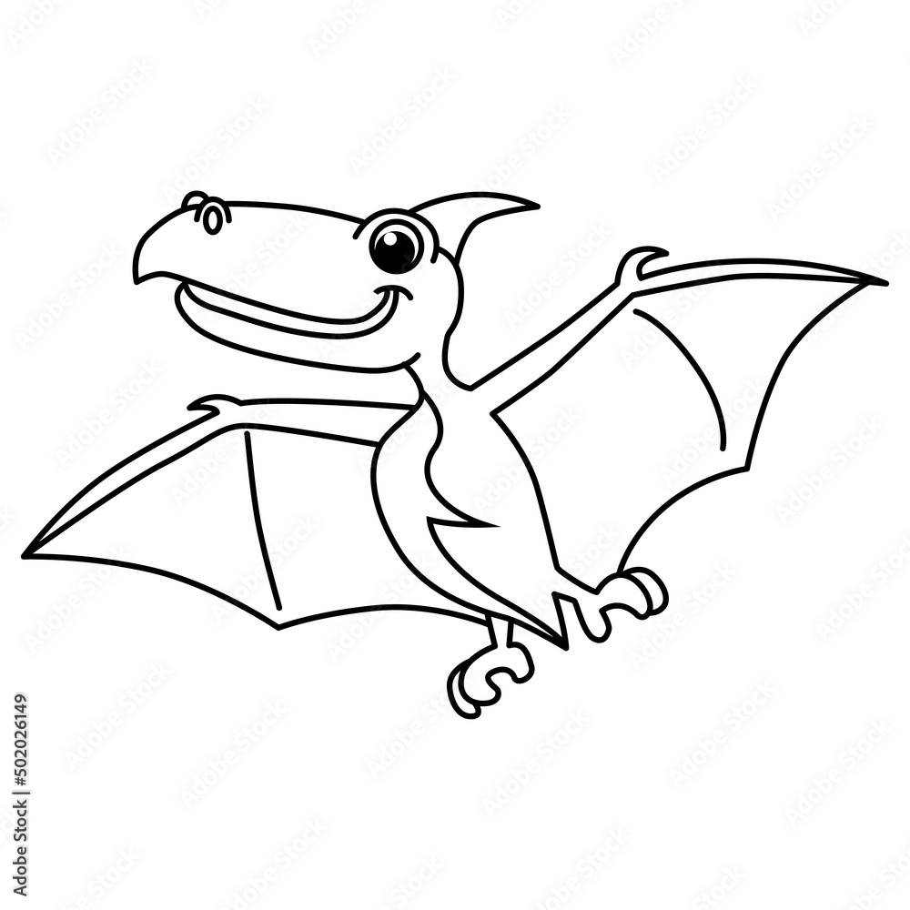 Obraz premium Pterosaurs cartoon coloring page illustration vector. For kids coloring book.