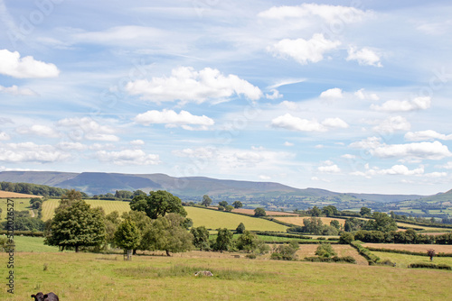 Landscape of Wales in the summertime sunshine.