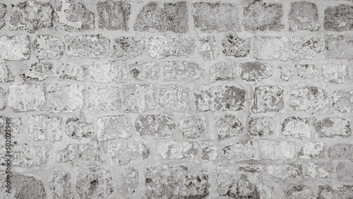 Old Shabby Brick Wall. Textured Background. Black and white Photo.